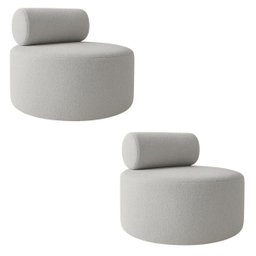 Kit 02 Poltronas Decorativo Orgânica Recepção Sala de Estar Luxo Boucle Cinza - 1
