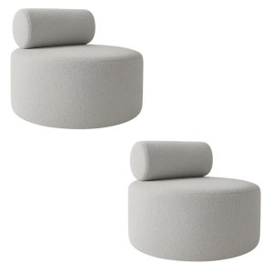 Kit 02 Poltronas Decorativo Orgânica Recepção Sala de Estar Luxo Boucle Cinza