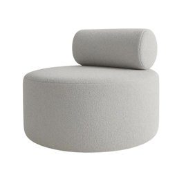 Kit 02 Poltronas Decorativo Orgânica Recepção Sala de Estar Luxo Boucle Cinza - 6