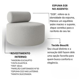 Kit 02 Poltronas Decorativo Orgânica Recepção Sala de Estar Luxo Boucle Cinza - 4