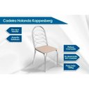 Ver imagem 3 de Conjunto: Mesa de Cozinha Elba Tampo Madeirado C/ Vidro 160cm e 6 Cadeiras Holanda Cromada/off White
