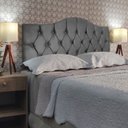 Ver imagem 1 de Cabeceira Cama Casal Botões Provençal Cinza Suede Painel 60cm Altura Rbl