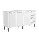 Ver imagem 1 de Gabinete P/ Pia Cozinha Balcão Evidence 7028 C/ 3 Portas 4 Gavetas S/ Tampo 160cm Branco -