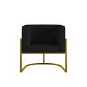 Ver imagem 3 de Poltrona Corino Decorativa Lua Recepção Base Ferro Gold Cor:preto