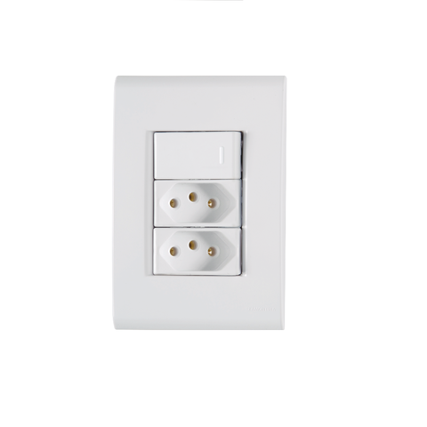 Conjunto Interruptor Simples + 2 Tomada 2p+t 10a 4x2 Tramontina Liz