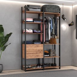 Guarda Roupa Closet Industrial 2 Gavetas 6 Prateleiras com Cabideiro M118 - 1 Guarda Roupa Closet Industrial 2 Gavetas 6 Prateleiras com Cabideiro M118 - 1