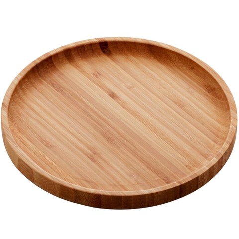 Bandeja de Bambu Round 20cm Lyor Prato Redondo Servir Mesa Posta Decoração