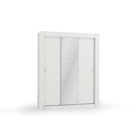 Guarda Roupa Solteiro 3 Portas de Correr (1 C/ Espelho) H563 Branco - Kappesberg