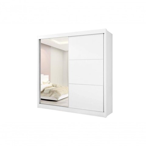 Guarda Roupa Titanium 2 Portas 6 Gavetas com Espelho sem Pés D' Doro Branco