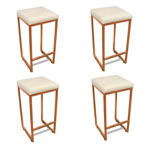 Banqueta Alta para Cozinha Industrial Kit 4 Nick Bronze e Sintético D03 - D’Rossi