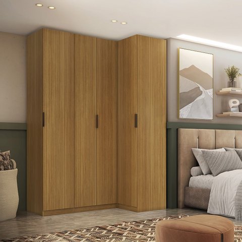 Guarda Roupa Canto Reto 4 Portas Mdf Altezza Clean Belmax:freijó