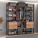 Ver imagem 1 de Guarda Roupa Solteiro Industrial 4 Gavetas 1 Cabideiro M119 Marrom/Preto/Solanum