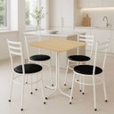 Ver imagem 3 de Mesa de Jantar Quadrada 70cm Branca Tampo Madeira Pinus
