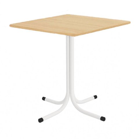 Mesa de Jantar Quadrada 70cm Branca Tampo Madeira Pinus