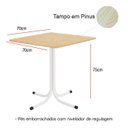 Ver imagem 2 de Mesa de Jantar Quadrada 70cm Branca Tampo Madeira Pinus