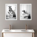 Ver imagem 1 de Kit 2 Quadros para Decorar Banheiro - Zebrinha 24x18cm:madeira Preta