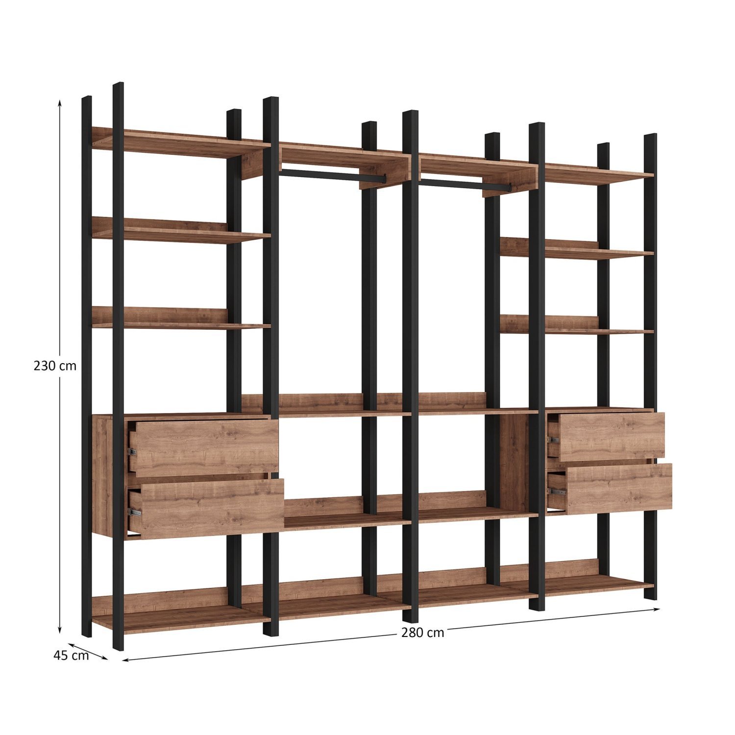 Guarda Roupa Casal Industrial 4 Gavetas 2 Cabideiros M120  - 4