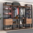 Ver imagem 1 de Guarda Roupa Casal Industrial 4 Gavetas 2 Cabideiros M120 Marrom/Preto/Solanum