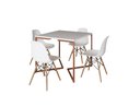 Ver imagem 2 de Mesa Industrial Base Ferro Cobre em V Tampo 90x90 Branco 4 Cadeiras Eames Madeira Assento Branco