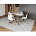 Ver imagem 1 de Mesa Industrial Base Ferro Cobre em V Tampo 90x90 Branco 4 Cadeiras Eames Madeira Assento Branco