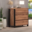 Ver imagem 1 de Cômoda para Quarto 3 Gavetas e 2 Portas M123 Marrom/Preto/Solanum