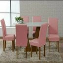 Ver imagem 5 de Kit 4 Capas de Cadeira Jantar Cozinha Lisa com Elástico:Rose