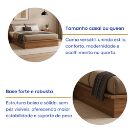 Cama Casal ou Queen Minimalista 160x200cm Industrial 8285  - 5