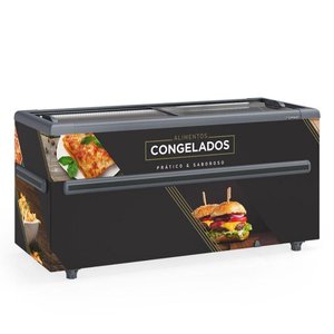 Ilha Congelados Vidro Reto com Led Ghdi500 Gelopar Expositor 500 Litros Preto 220v