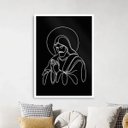 Ver imagem 1 de Quadro Jesus Moderno - One Line 45x34cm - com Vidro:moldura Branca