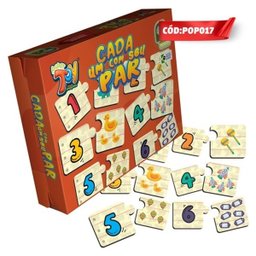 Brinquedo Jogo Cada Um com Seu Par Números 12 Peças em Mdf +3 Anos Paper Toy - 2