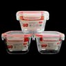 Kit 3 Potes de Vidro Tampas Herméticas com Travas Laterais 500ml Marmitas Quadradas Facilita - 4