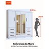 Guarda Roupa Casal com Espelho 4 Portas 6 Gavetas Estrela  - 5