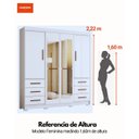 Ver imagem 5 de Guarda Roupa Casal com Espelho 4 Portas 6 Gavetas Estrela