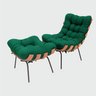 Poltrona Costela Premium + Puff Decorativo Luxo Veludo Verde - 1
