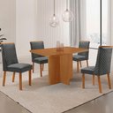 Ver imagem 1 de Mesa de Jantar Olimpia 4 Lugares Retangular MDF Laminado 120cm Grafite e Naturalle Moderna