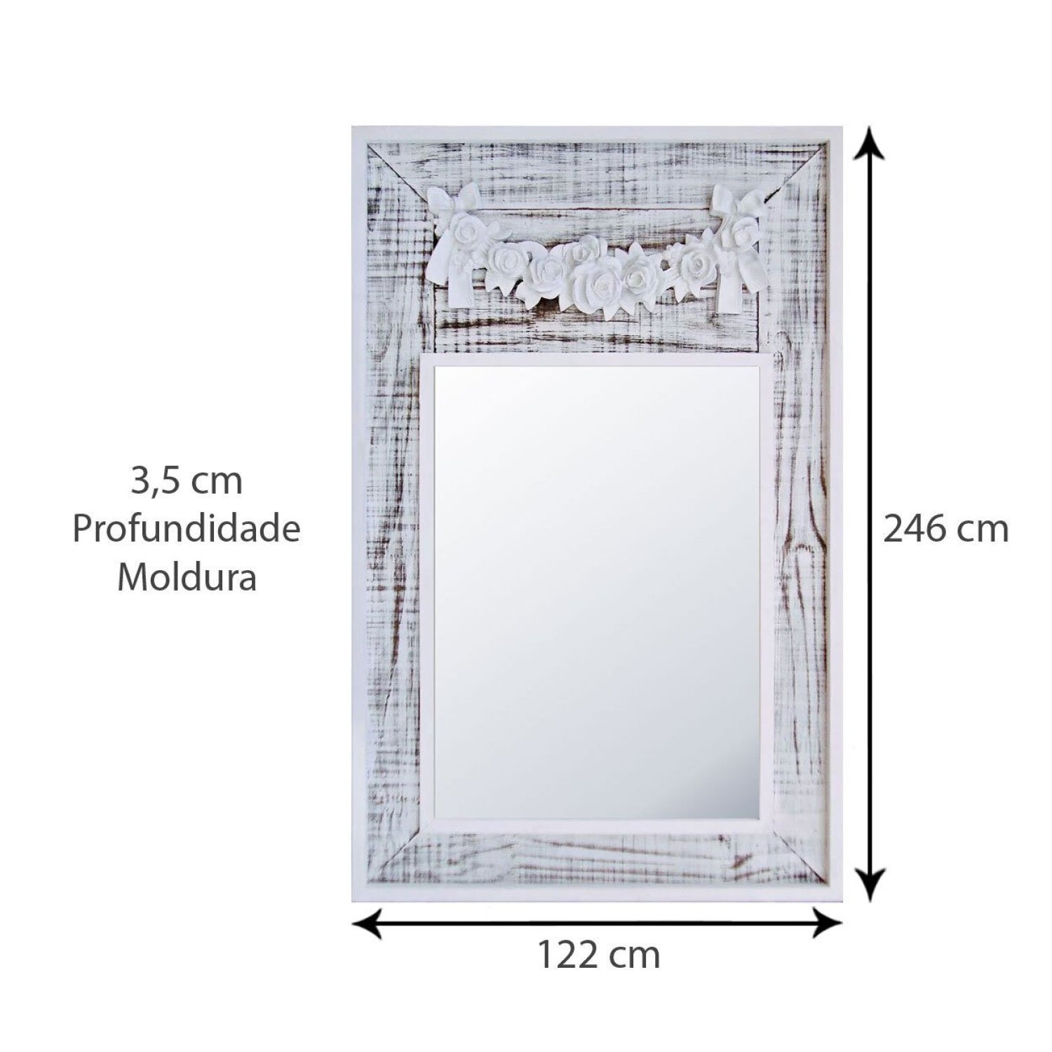 Espelho Decorativo Provençal com Aplique em Resina de Flores 122cm x 246cm Decore Ponto - 4