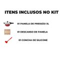 Ver imagem 2 de Panela de Pressão 3 Litros Antiaderente Fechamento Externo + Descanso Quadrado + Concha de Silicone 