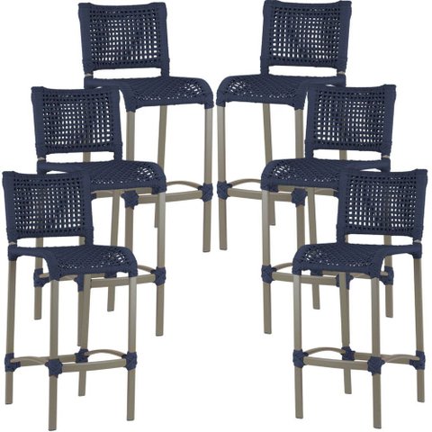 6 Banquetas Haiti em Corda Náutica Alumínio Balcão Edícula Trama Original