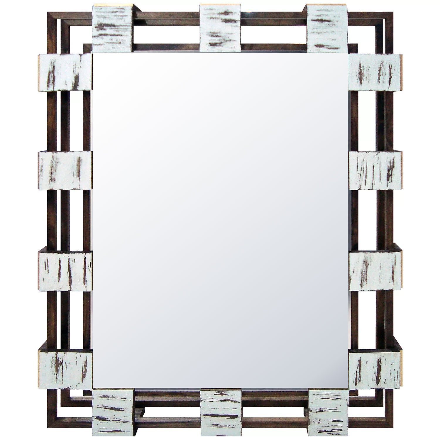 Espelho Cristal com Moldura Gradeada Rústica 88cm x 108cm Decore Ponto - 1