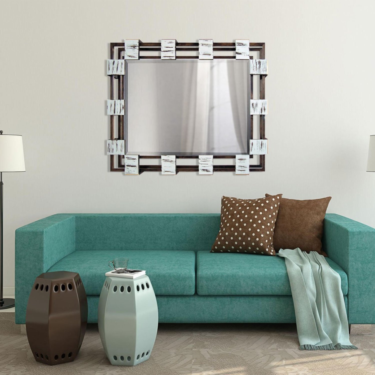 Espelho Cristal com Moldura Gradeada Rústica 88cm x 108cm Decore Ponto - 3
