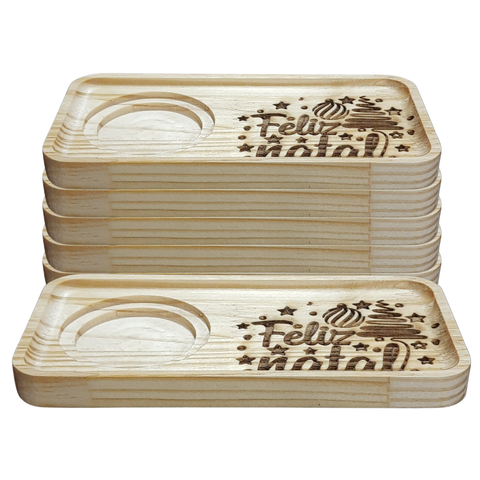 Kit Jogo Conjunto 6 Pires Ret. P/ Servir -feliz Natal -pinus