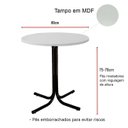 Ver imagem 4 de Mesa de Jantar Redonda 80cm Preto Tampo Branco com 4 Cadeiras Estofada Off-white Encosto Madeira Urb