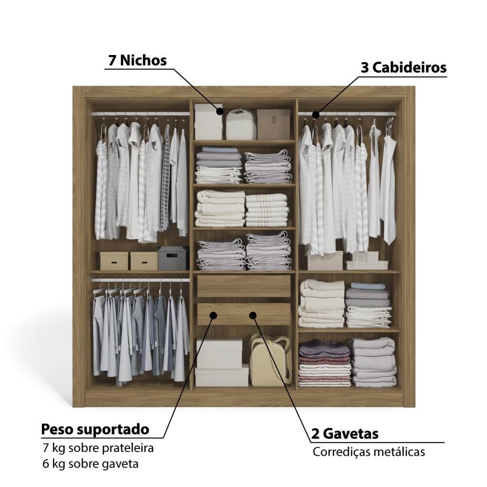 Guarda Roupa Casal 6 Portas 2 Gavetas 232cm M569 Kappesberg