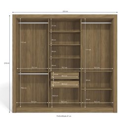 Guarda Roupa Casal 6 Portas 2 Gavetas 232cm M569 Kappesberg - Nogueira/fendi - 4