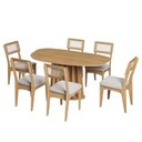 Ver imagem 2 de Conjunto Sala de Jantar Mesa Orgânica Ripada 160cm com 6 Cadeiras MDF Palha Sintética Freijó/Bege Cl