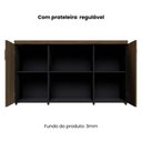 Ver imagem 3 de Armário Baixo Credence 2 Portas com Chave 3 Prateleiras MDP 131,5cm Nogal Málaga e Preto