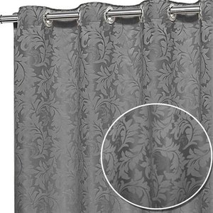 cortina sala quarto semi blackout tecido jacquard cinza 5,00x2,80