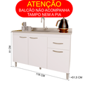 Ver imagem 5 de Balcão para Pia sem Tampo 120cm 3 Portas 1 Gaveta Moscou Branco
