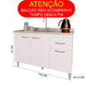 Ver imagem 5 de Balcão para Pia sem Tampo 120cm 3 Portas 1 Gaveta Moscou Branco