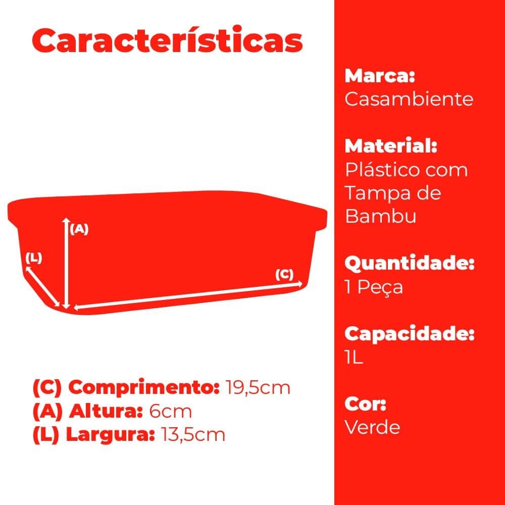 Marmita com Tampa de Bambu e Elástico Verde 1L- Casambiente - 7